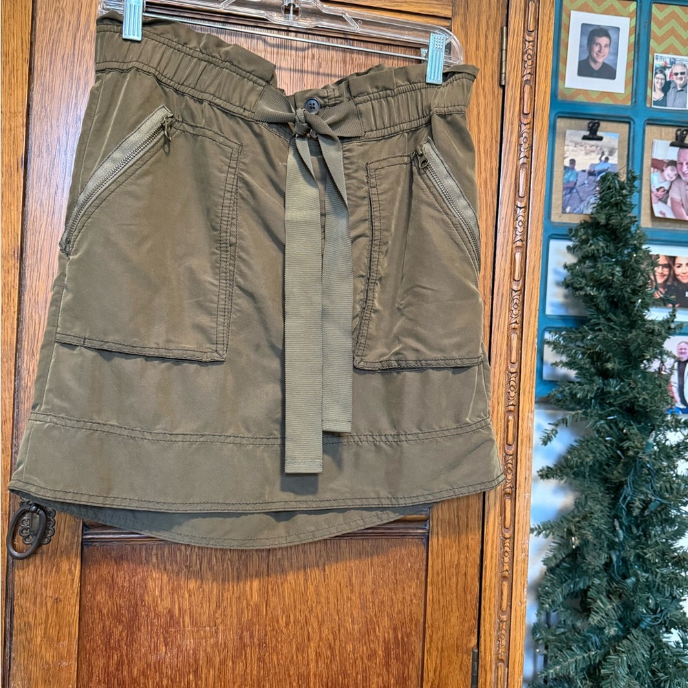 LOFT Khaki Skirt with Elastic Waist
